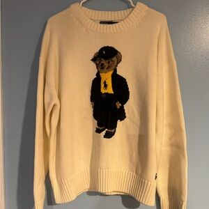 Ralph Lauren Polo Bear Cream Knit Sweater with Black & Yellow Bear
